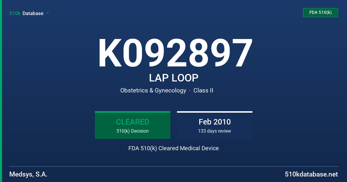 K092897 LAP LOOP FDA 510(k) Cleared Medical Device