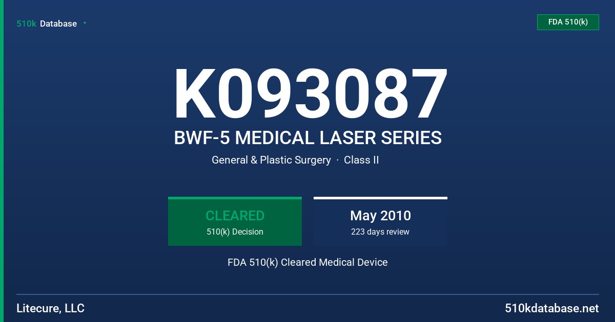 K093087 BWF-5 MEDICAL LASER SERIES FDA 510(k) Cleared Medical Device