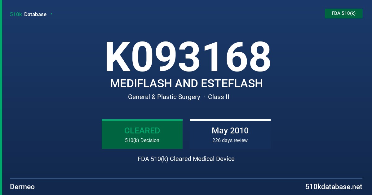 K093168 MEDIFLASH AND ESTEFLASH FDA 510(k) Cleared Medical Device