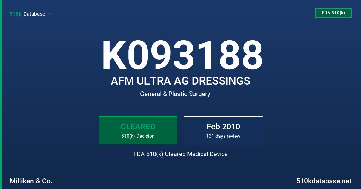 K093188 AFM ULTRA AG DRESSINGS FDA 510(k) Cleared Medical Device