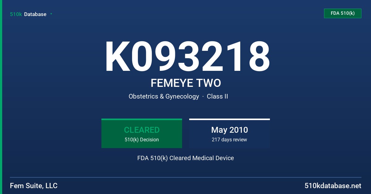 K093218 FEMEYE TWO FDA 510(k) Cleared Medical Device
