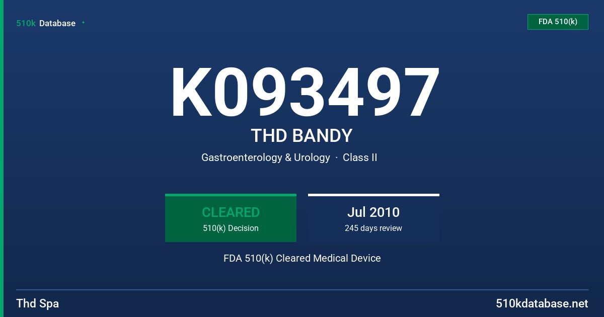 K093497 THD BANDY FDA 510(k) Cleared Medical Device