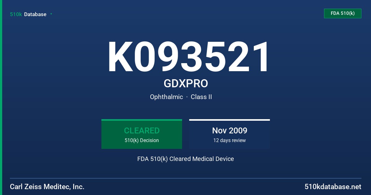 K093521 GDXPRO FDA 510(k) Cleared Medical Device