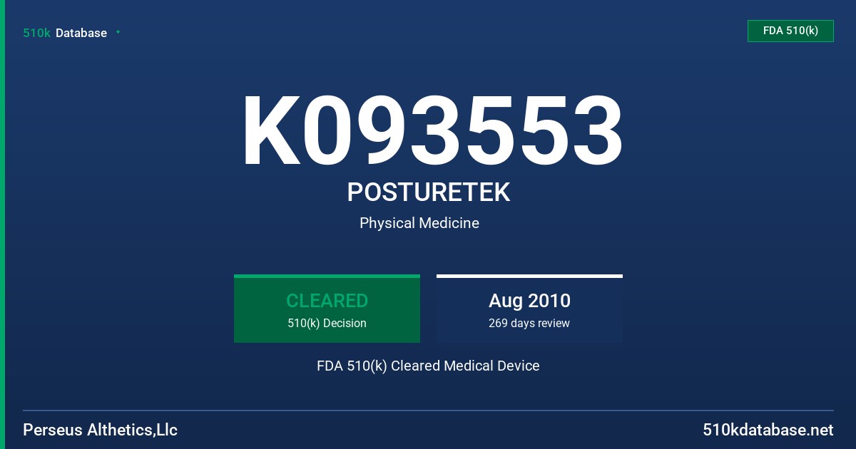 K093553 POSTURETEK FDA 510(k) Cleared Medical Device