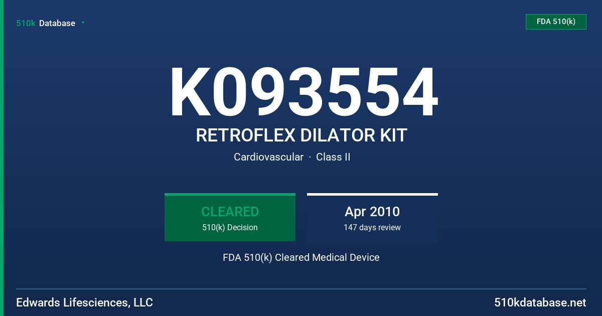 K093554 RETROFLEX DILATOR KIT FDA 510(k) Cleared Medical Device