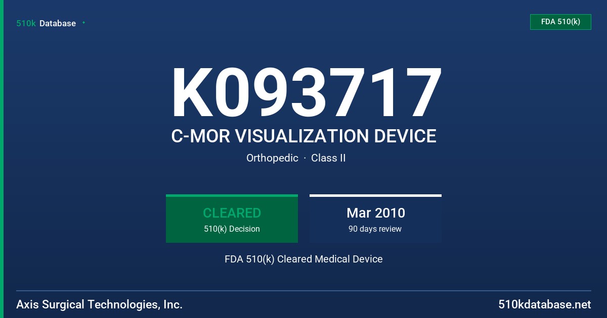 K093717 C-MOR VISUALIZATION DEVICE FDA 510(k) Cleared Medical Device
