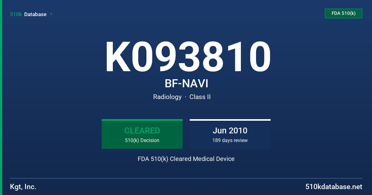 K093810 BF-NAVI FDA 510(k) Cleared Medical Device