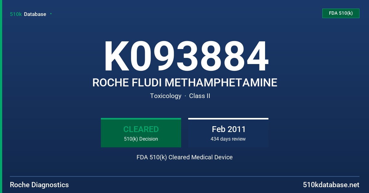 K093884 ROCHE FLUDI METHAMPHETAMINE FDA 510(k) Cleared Medical Device