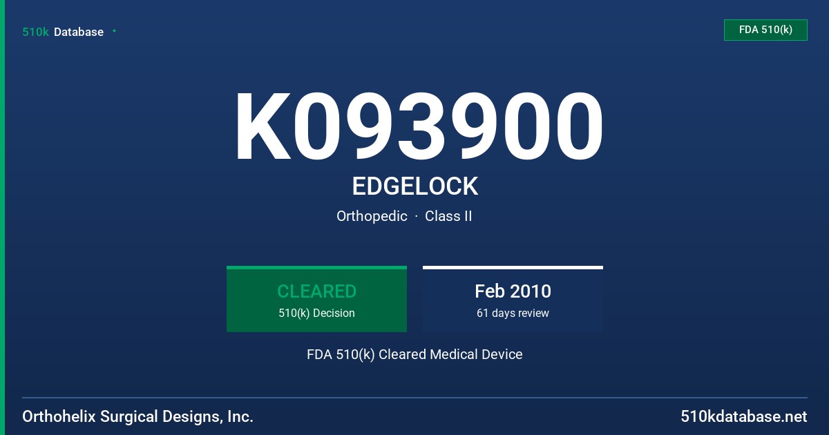 K093900 EDGELOCK FDA 510(k) Cleared Medical Device