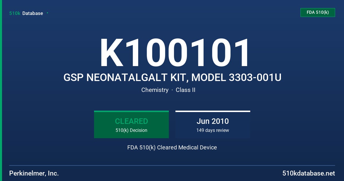 K100101 GSP NEONATALGALT KIT, MODEL 3303-001U FDA 510(k) Cleared Medical Device