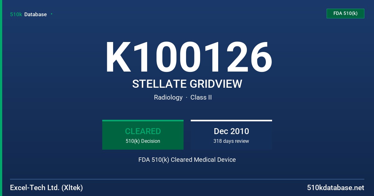 K100126 STELLATE GRIDVIEW FDA 510(k) Cleared Medical Device