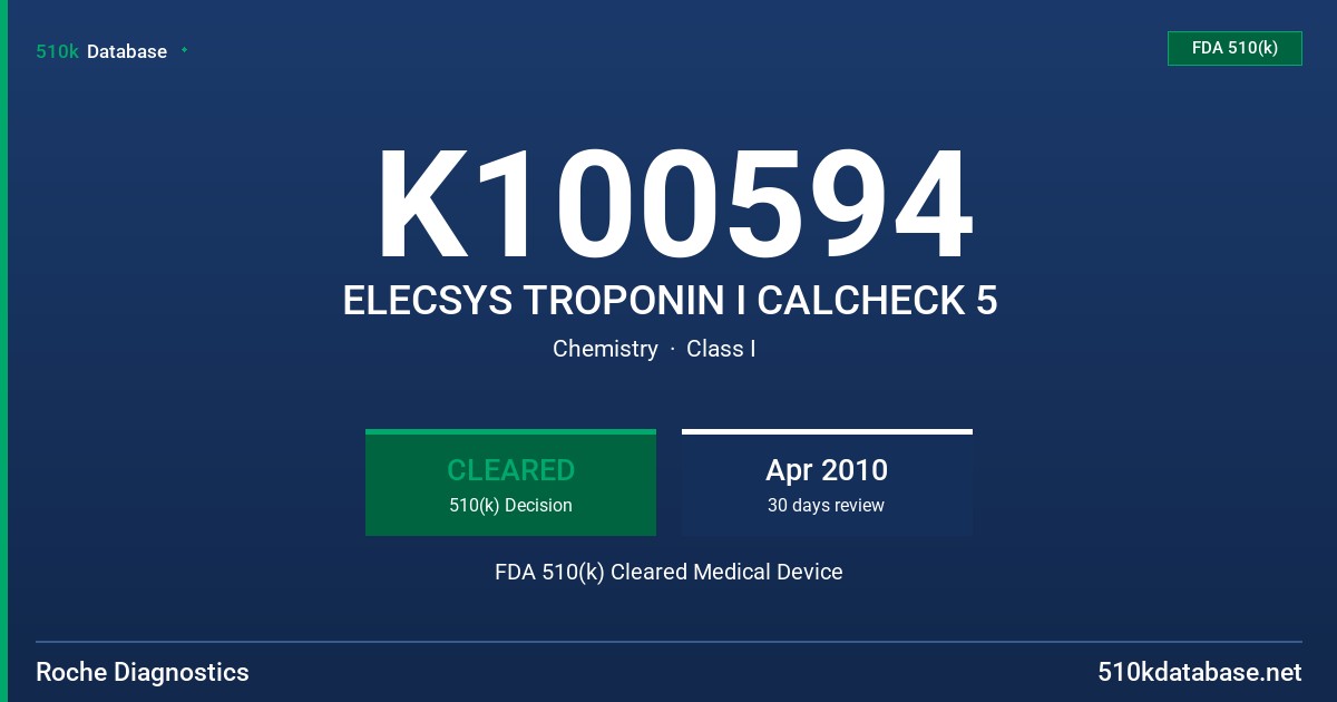 K100594 ELECSYS TROPONIN I CALCHECK 5 FDA 510(k) Cleared Medical Device