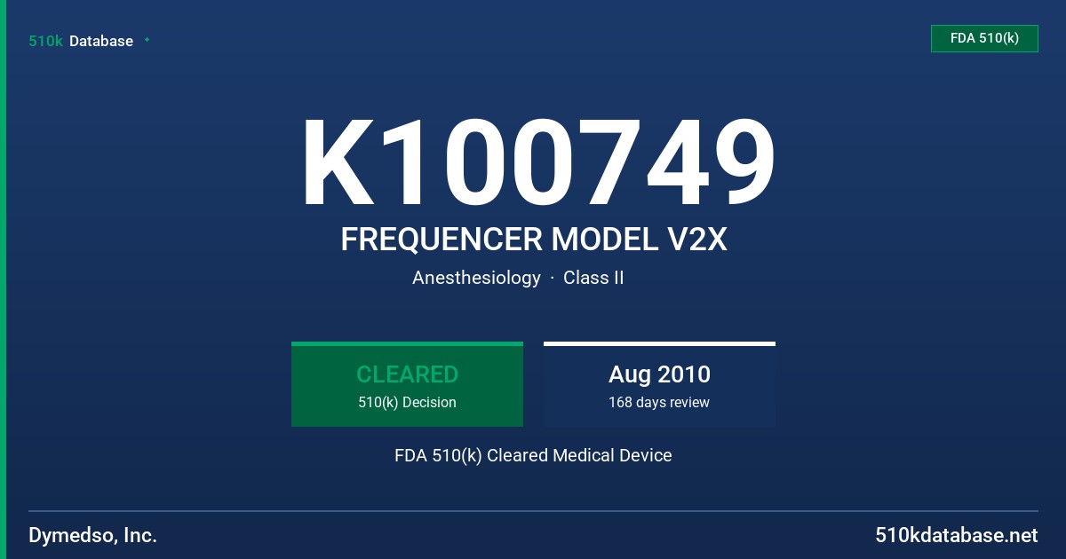 K100749 FREQUENCER MODEL V2X FDA 510(k) Cleared Medical Device
