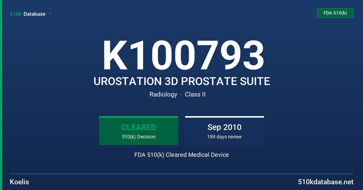 K100793 UROSTATION 3D PROSTATE SUITE FDA 510(k) Cleared Medical Device