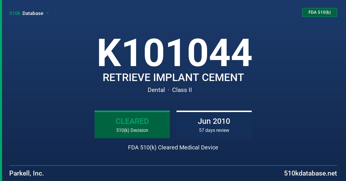 K101044 RETRIEVE IMPLANT CEMENT FDA 510(k) Cleared Medical Device