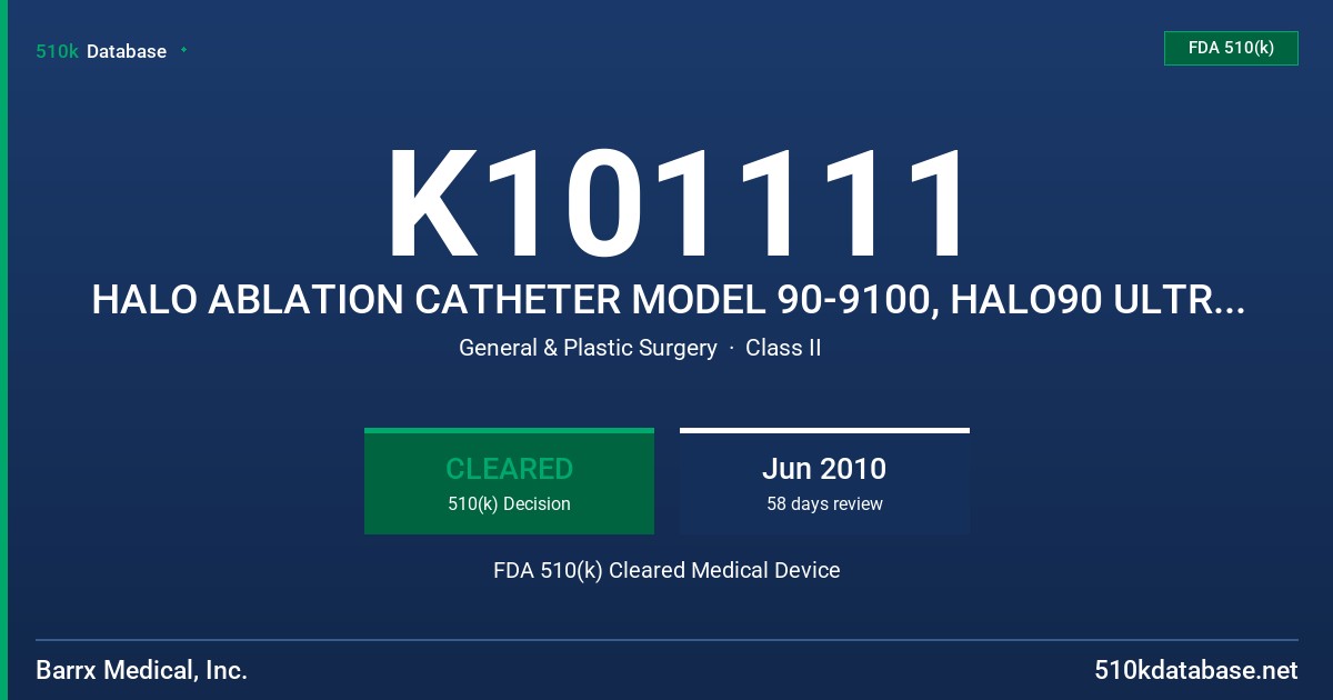 K101111 HALO ABLATION CATHETER MODEL 90-9100, HALO90 ULTRA ABLATION CATHETER MODEL 90-9200 FDA 510(k) Cleared Medical Device