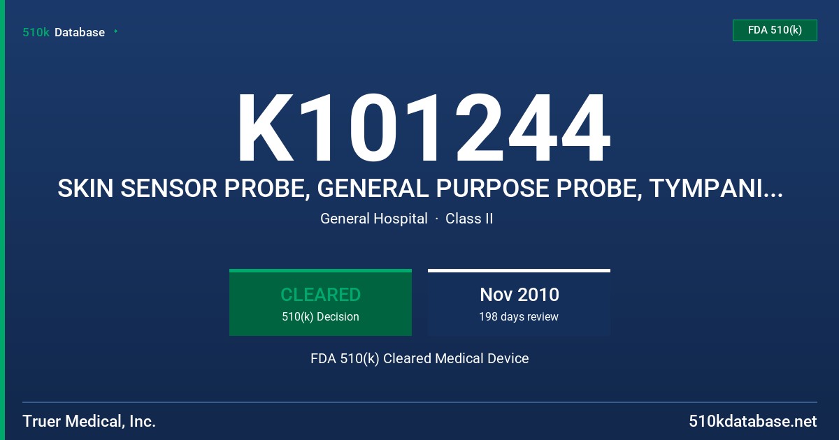 K101244 SKIN SENSOR PROBE, GENERAL PURPOSE PROBE, TYMPANIC PROBE FDA 510(k) Cleared Medical Device