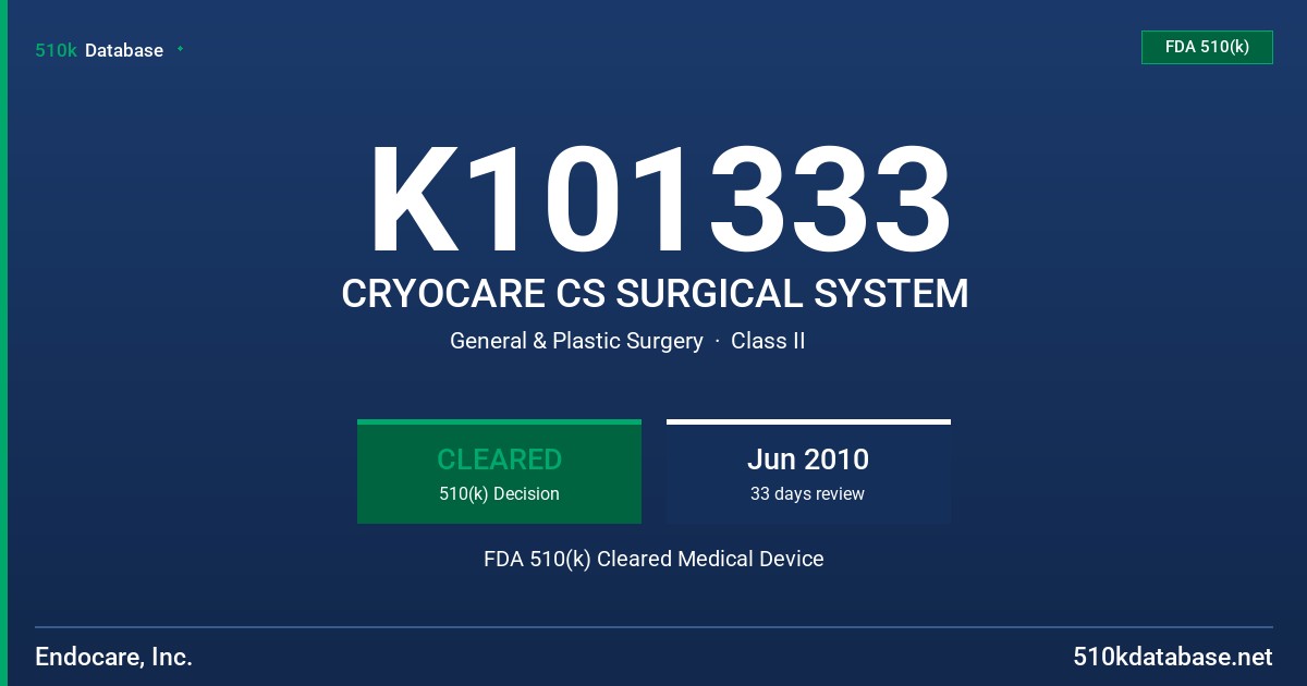 K101333 CRYOCARE CS SURGICAL SYSTEM FDA 510(k) Cleared Medical Device
