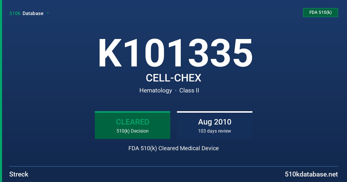 K101335 CELL-CHEX FDA 510(k) Cleared Medical Device
