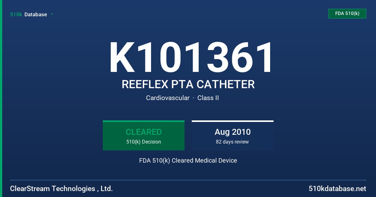 K101361 REEFLEX PTA CATHETER FDA 510(k) Cleared Medical Device