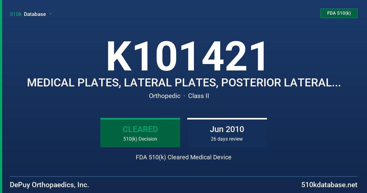 K101421 MEDICAL PLATES, LATERAL PLATES, POSTERIOR LATERAL PLATES, OLECRANON PLATES MODEL 131218704-708 FDA 510(k) Cleared Medical Device