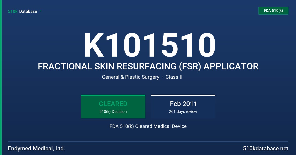 K101510 FRACTIONAL SKIN RESURFACING (FSR) APPLICATOR FDA 510(k) Cleared Medical Device