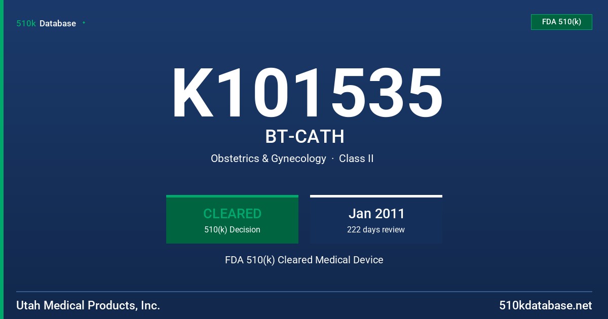 K101535 BT-CATH FDA 510(k) Cleared Medical Device