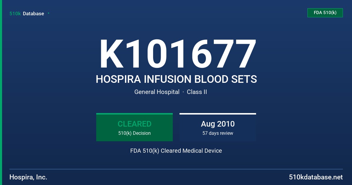 K101677 HOSPIRA INFUSION BLOOD SETS FDA 510(k) Cleared Medical Device