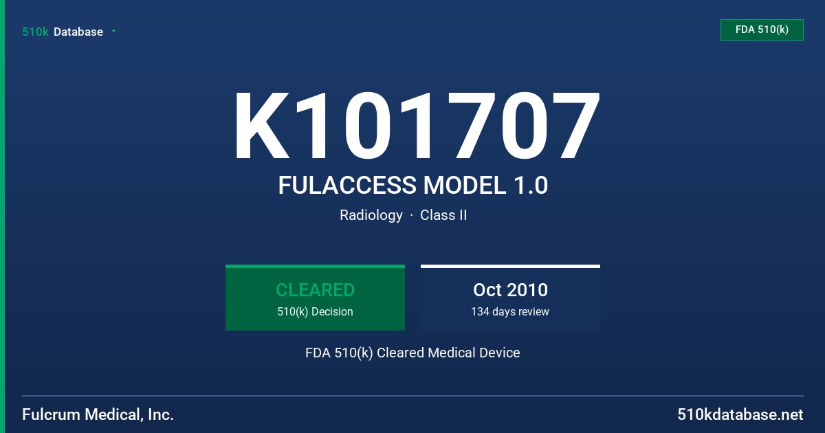 K101707 FULACCESS MODEL 1.0 FDA 510(k) Cleared Medical Device