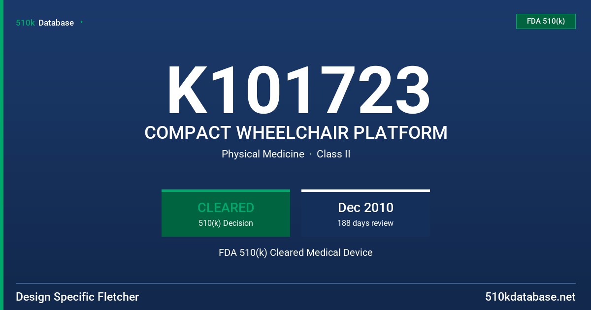 K101723 COMPACT WHEELCHAIR PLATFORM FDA 510(k) Cleared Medical Device