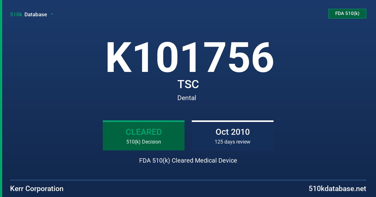 K101756 TSC FDA 510(k) Cleared Medical Device