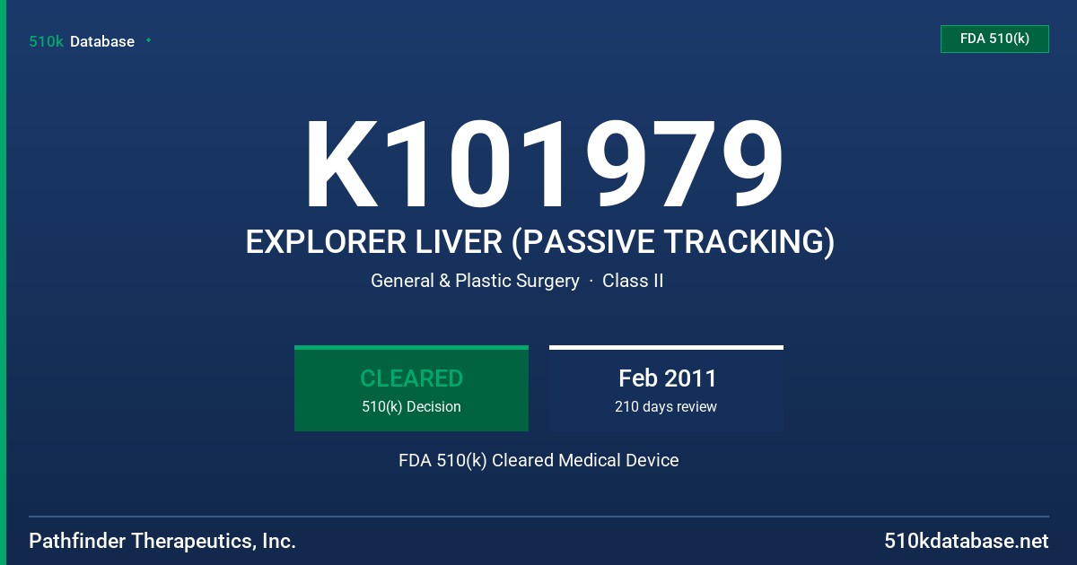 K101979 EXPLORER LIVER (PASSIVE TRACKING) FDA 510(k) Cleared Medical Device
