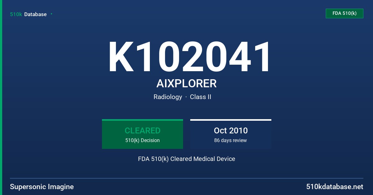 K102041 AIXPLORER FDA 510(k) Cleared Medical Device