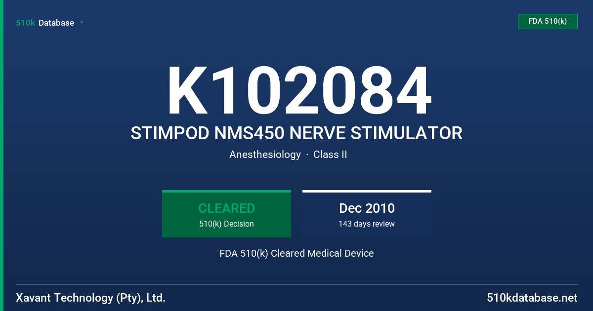 K102084 STIMPOD NMS450 NERVE STIMULATOR FDA 510(k) Cleared Medical Device