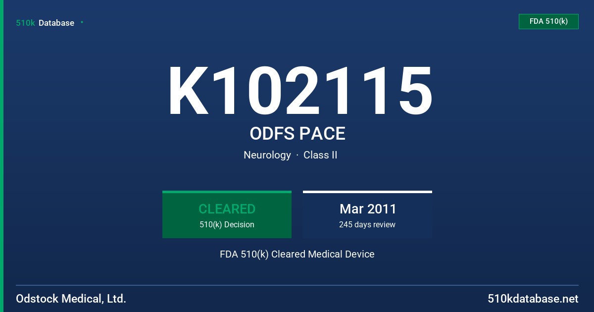 K102115 ODFS PACE FDA 510(k) Cleared Medical Device