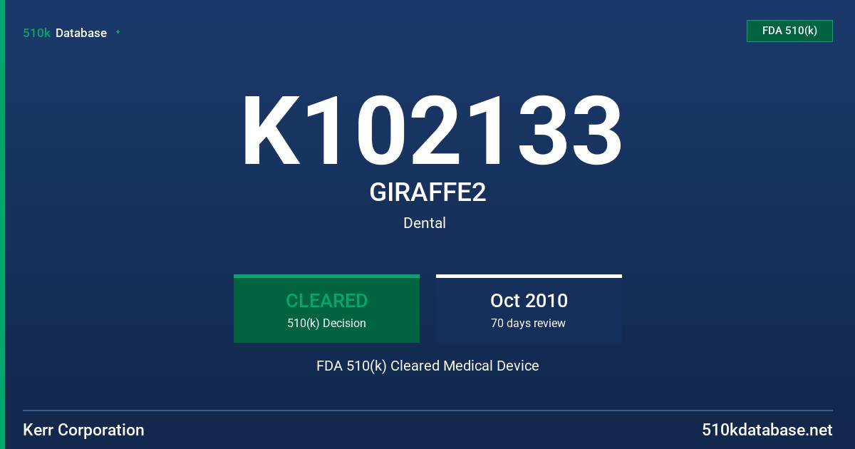 K102133 GIRAFFE2 FDA 510(k) Cleared Medical Device