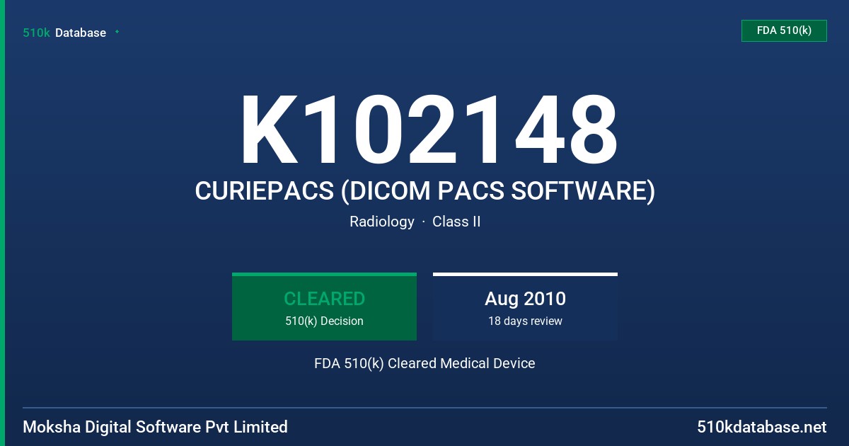 K102148 CURIEPACS (DICOM PACS SOFTWARE) FDA 510(k) Cleared Medical Device