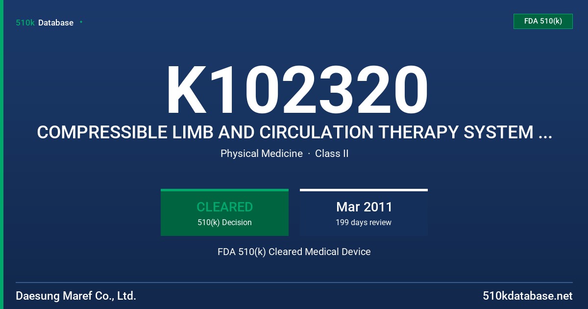 K102320 COMPRESSIBLE LIMB AND CIRCULATION THERAPY SYSTEM MODEL LX7(V7) FDA 510(k) Cleared Medical Device
