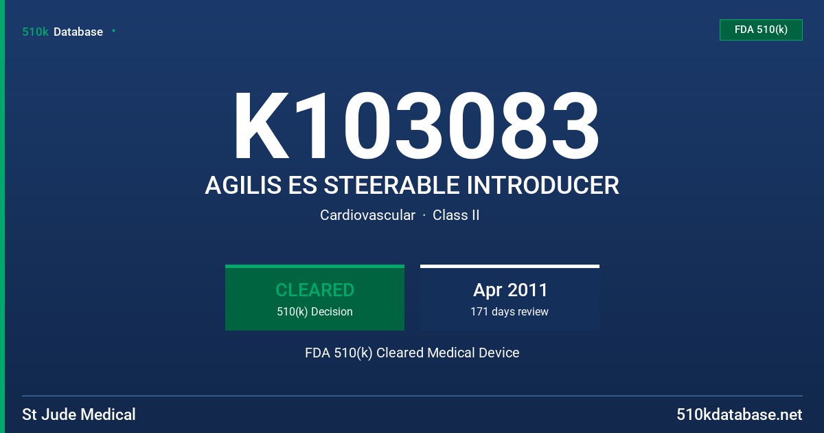 K103083 AGILIS ES STEERABLE INTRODUCER FDA 510(k) Cleared Medical Device