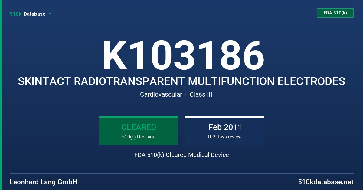 K103186 SKINTACT RADIOTRANSPARENT MULTIFUNCTION ELECTRODES FDA 510(k) Cleared Medical Device