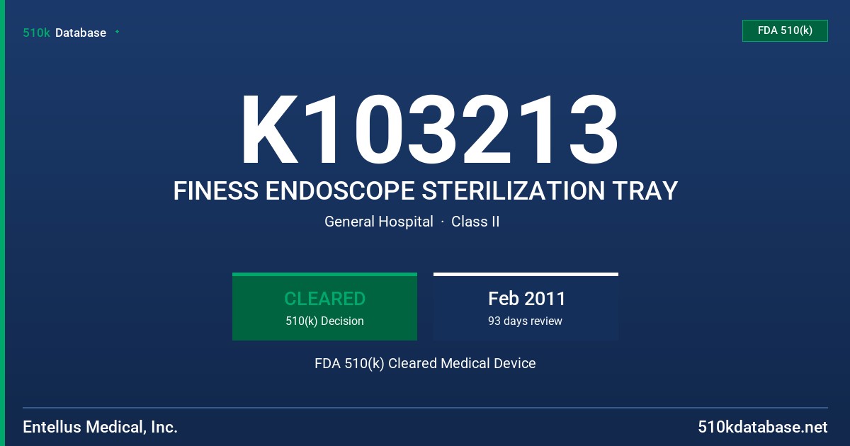 K103213 FINESS ENDOSCOPE STERILIZATION TRAY FDA 510(k) Cleared Medical Device