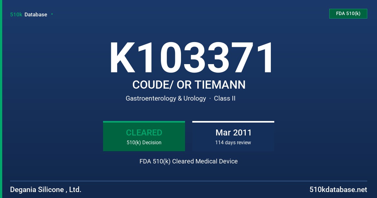 K103371 COUDE/ OR TIEMANN FDA 510(k) Cleared Medical Device