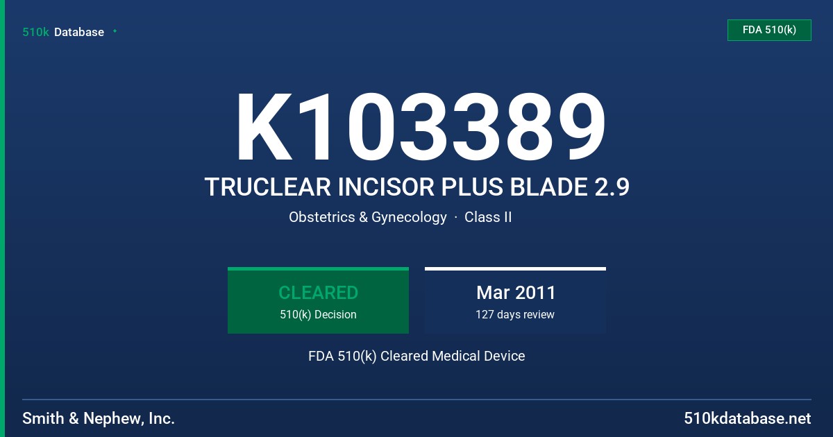 K103389 TRUCLEAR INCISOR PLUS BLADE 2.9 FDA 510(k) Cleared Medical Device