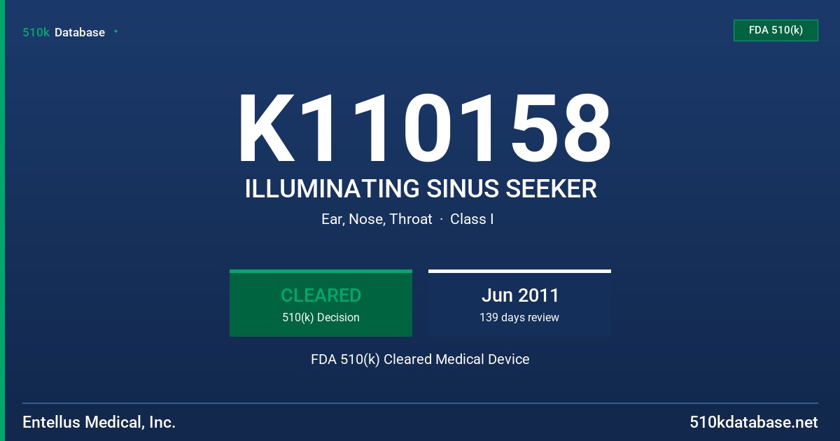 K110158 ILLUMINATING SINUS SEEKER FDA 510(k) Cleared Medical Device