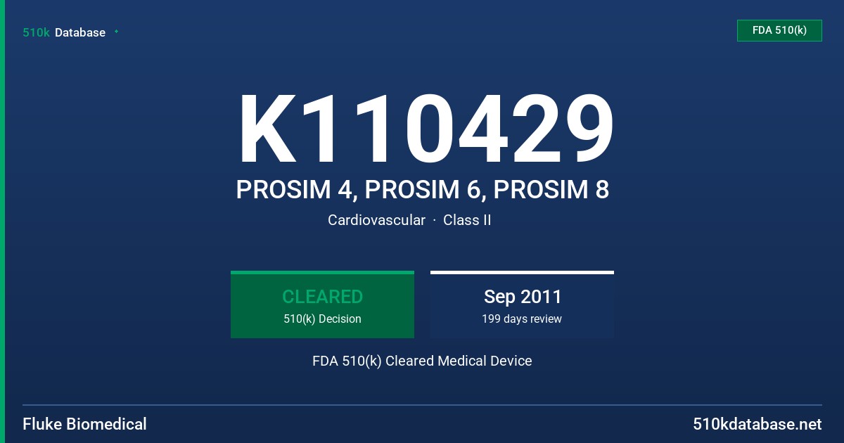 K110429 PROSIM 4, PROSIM 6, PROSIM 8 FDA 510(k) Cleared Medical Device