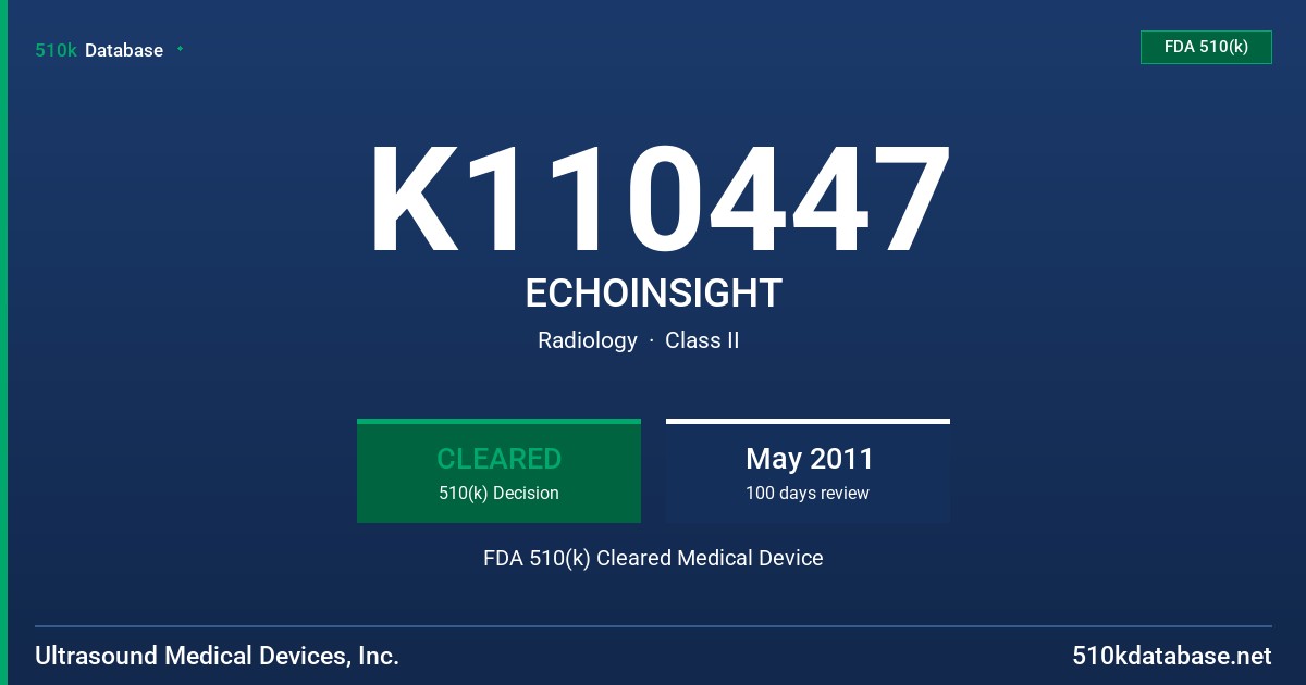 K110447 ECHOINSIGHT FDA 510(k) Cleared Medical Device