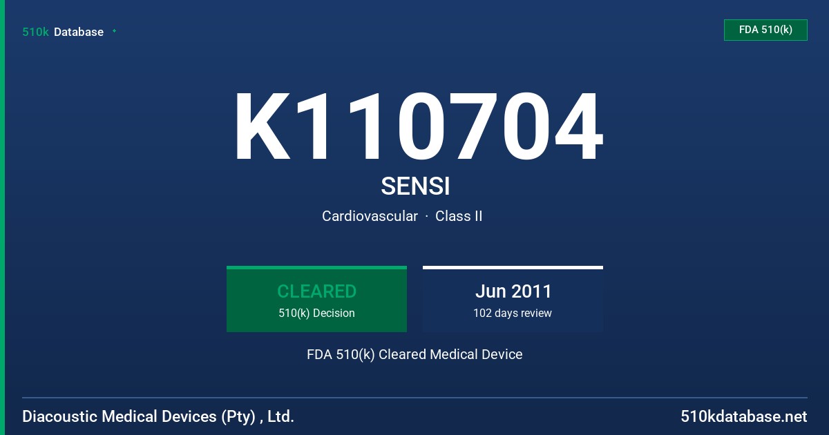 K110704 SENSI FDA 510(k) Cleared Medical Device
