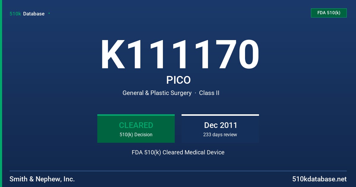 K111170 PICO FDA 510(k) Cleared Medical Device