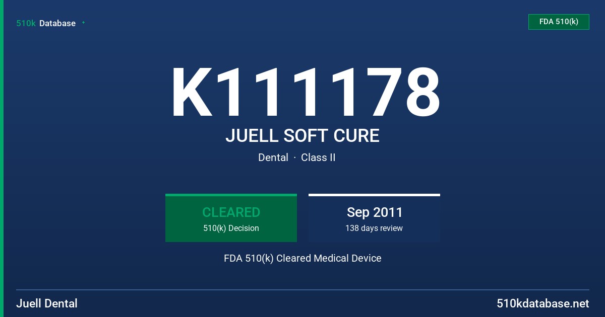 K111178 JUELL SOFT CURE FDA 510(k) Cleared Medical Device