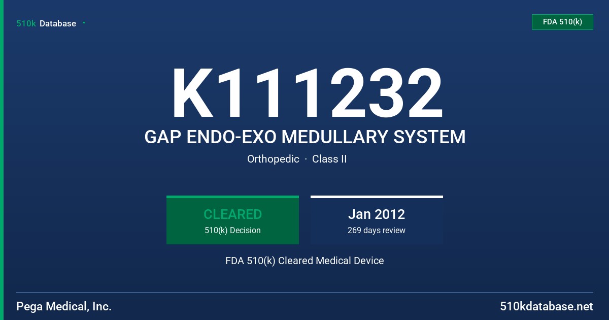 K111232 GAP ENDO-EXO MEDULLARY SYSTEM FDA 510(k) Cleared Medical Device